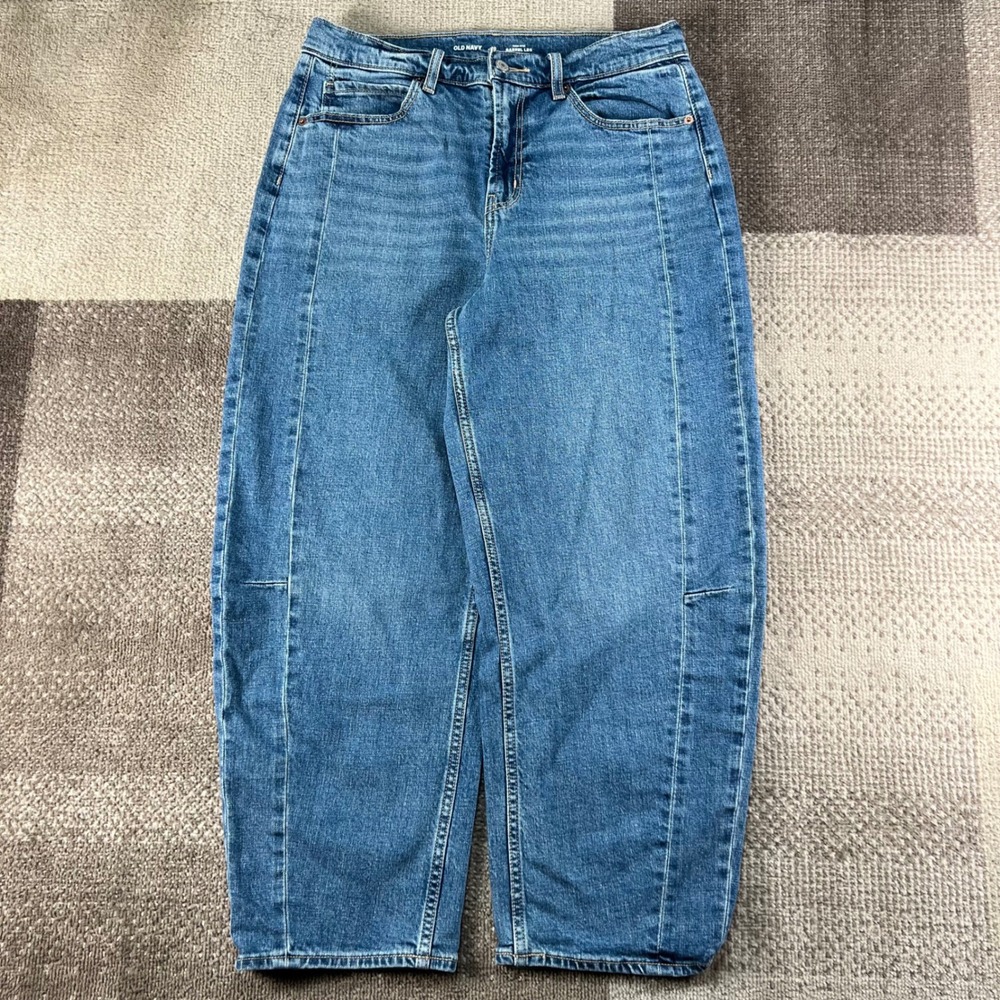 Old Navy High Rise Barrel Leg Jeans Womens 10 Blue Baggy Denim